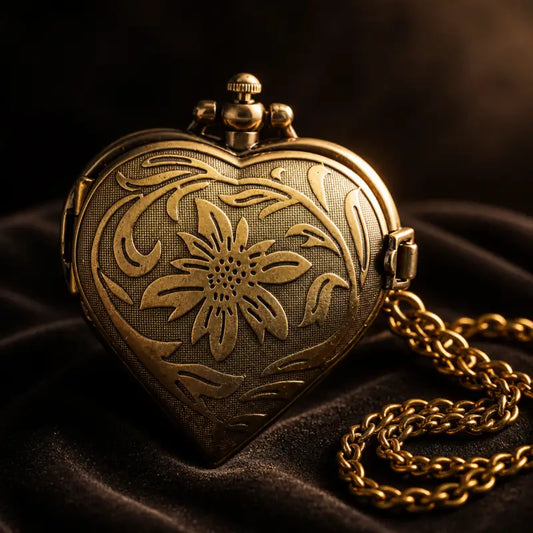 Orologio da tasca al quarzo con cuore floreale da donna vintage - Univers Gousset