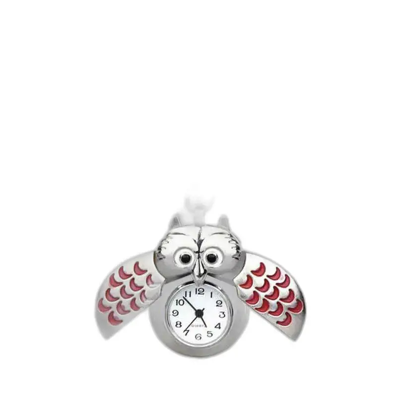 Elegante collana con orologio a forma di gufo in diversi colori: bianco