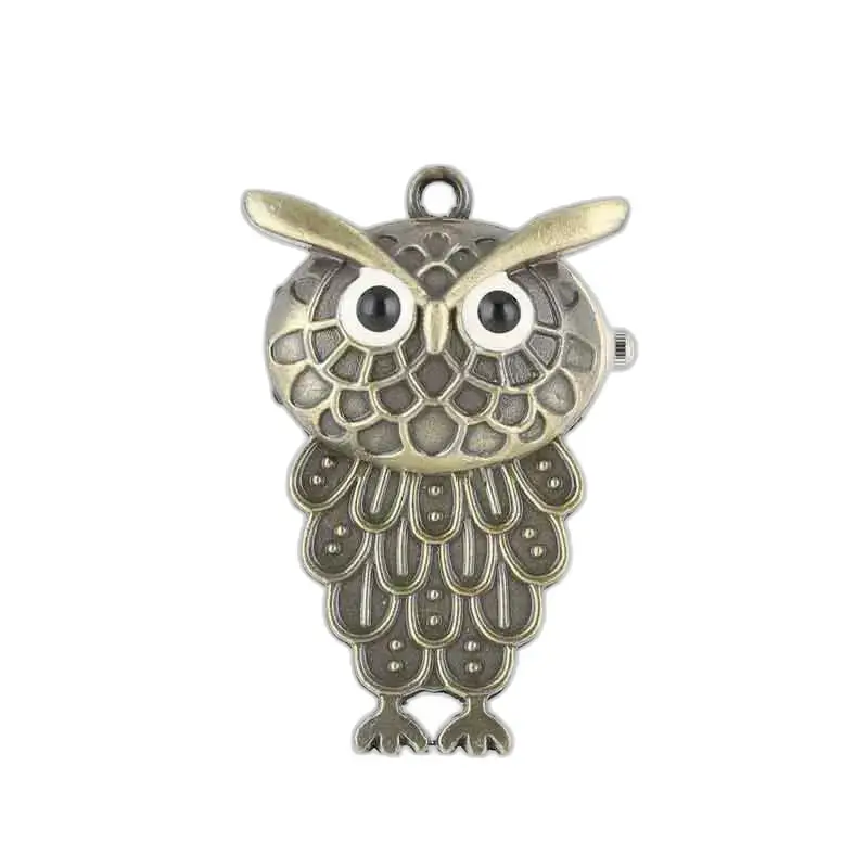 Collana con orologio Pendefit Gufo in acciaio inossidabile color bronzo