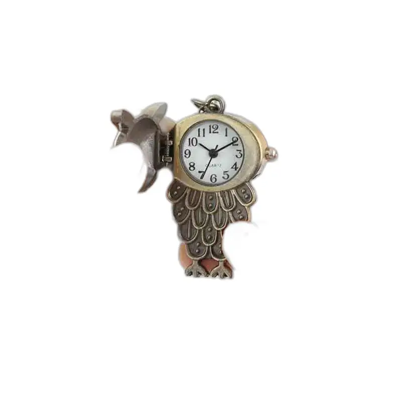 Collana con orologio Pendefit Gufo in acciaio inossidabile color bronzo