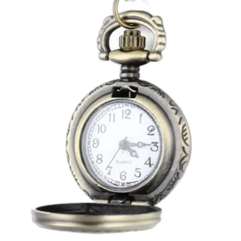 Collana vintage con orologio in bronzo argentato da donna