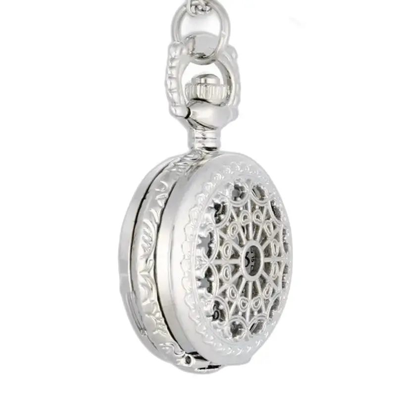 Collana vintage con orologio in bronzo argentato da donna