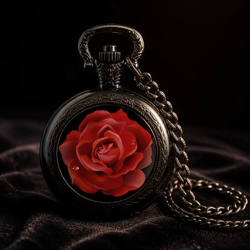 Orologio da tasca vintage con collana al quarzo rosa - Univers Gousset