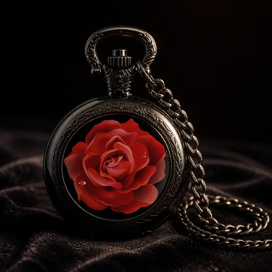 Orologio da tasca vintage con collana al quarzo rosa - Univers Gousset