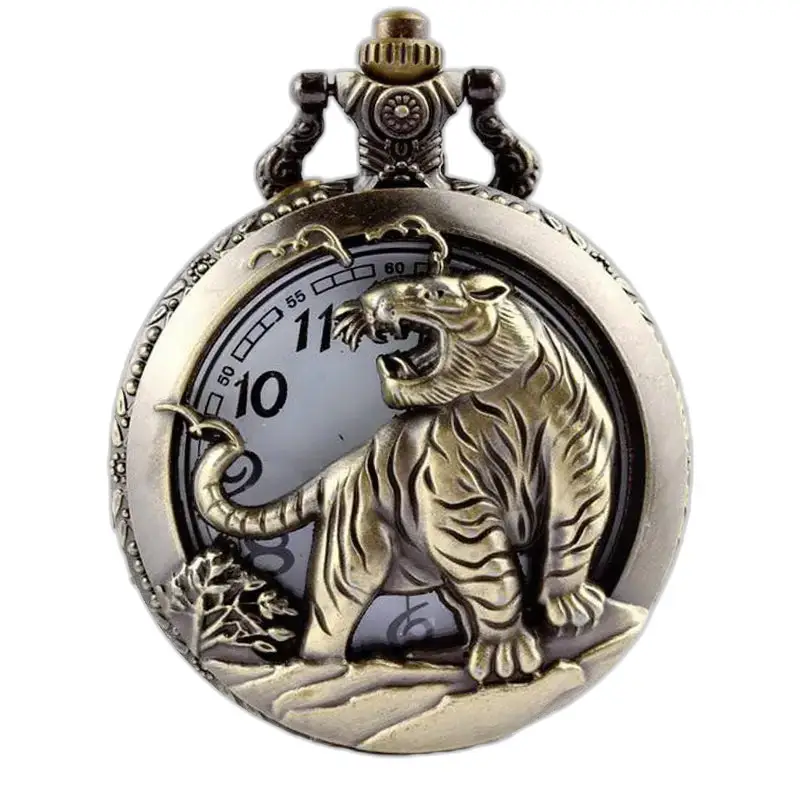 Collana in bronzo con orologio da tasca con oroscopo cinese - Coniglio
