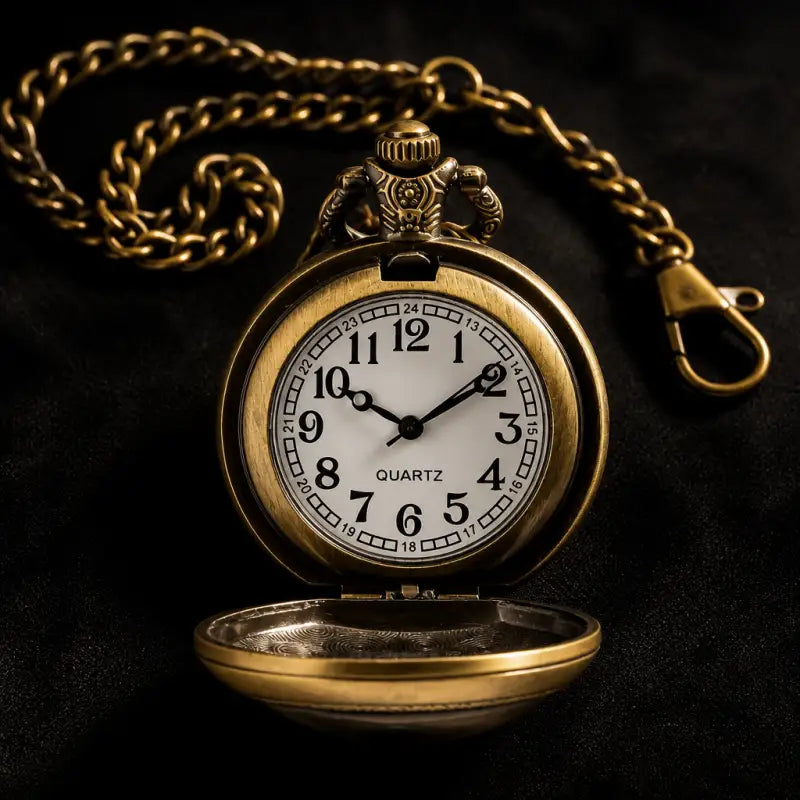 Orologio da tasca vintage da uomo con collana di lupi - Univers Gousset