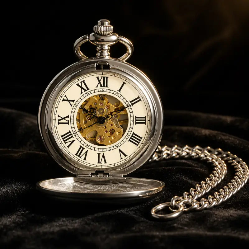 Orologio da tasca meccanico scheletrato Half Hunter - Univers Gousset