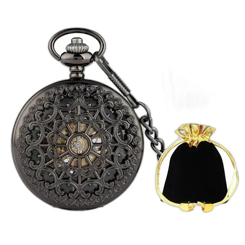 Orologio da tasca di lusso Steampunk meccanico nero antico