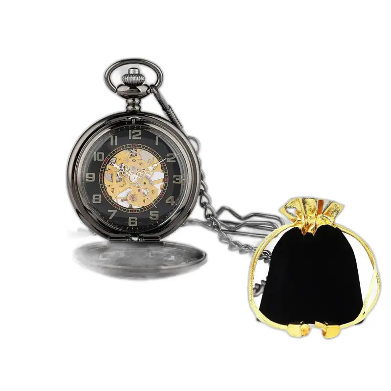 Orologio da tasca di lusso Steampunk meccanico nero antico