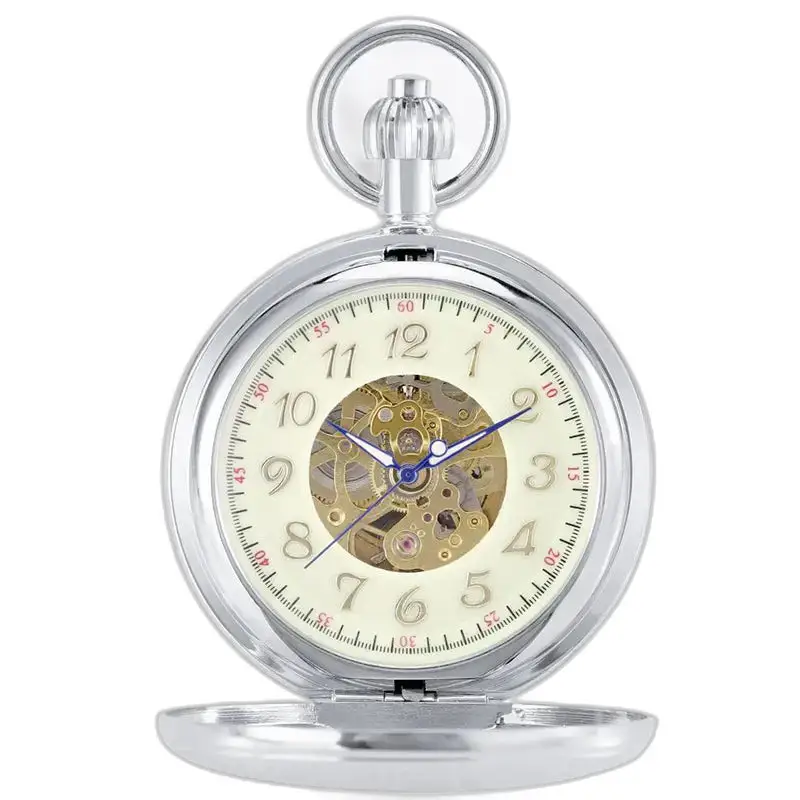 Orologio da tasca automatico in argento con fiore orientale