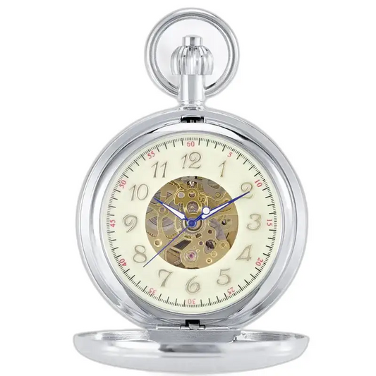 Orologio da tasca automatico in argento con fiore orientale