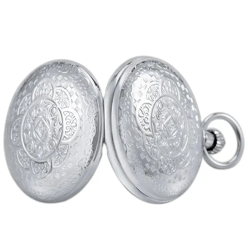 Orologio da tasca automatico in argento con fiore orientale