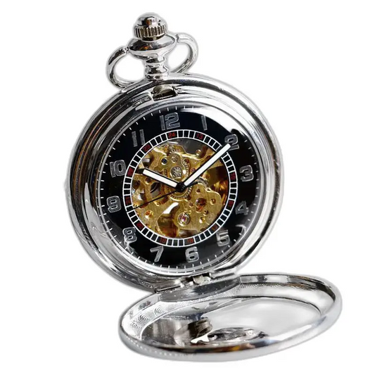Elegante orologio da tasca automatico in argento