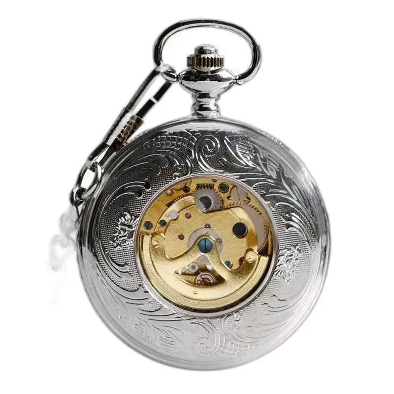 Elegante orologio da tasca automatico in argento