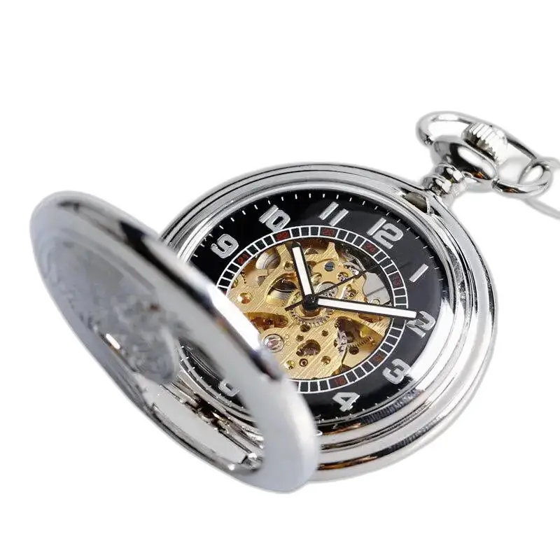 Elegante orologio da tasca automatico in argento