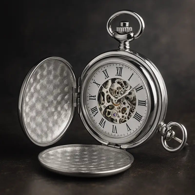 Orologio da tasca di lusso in argento con doppia patta