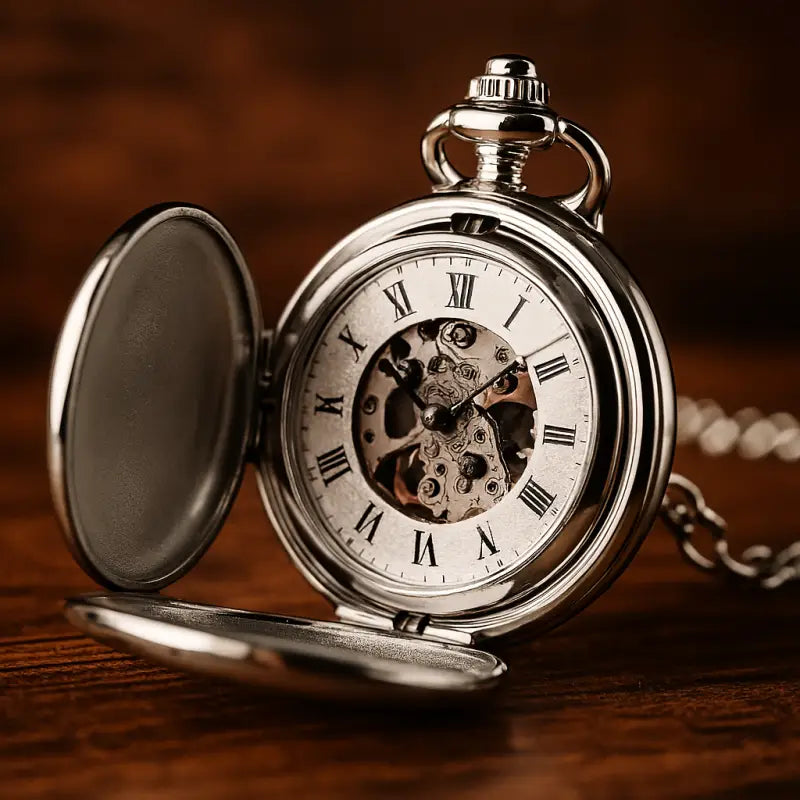 Orologio da tasca di lusso in argento con doppia patta