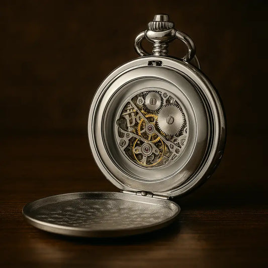 Orologio da tasca di lusso in argento con doppia patta