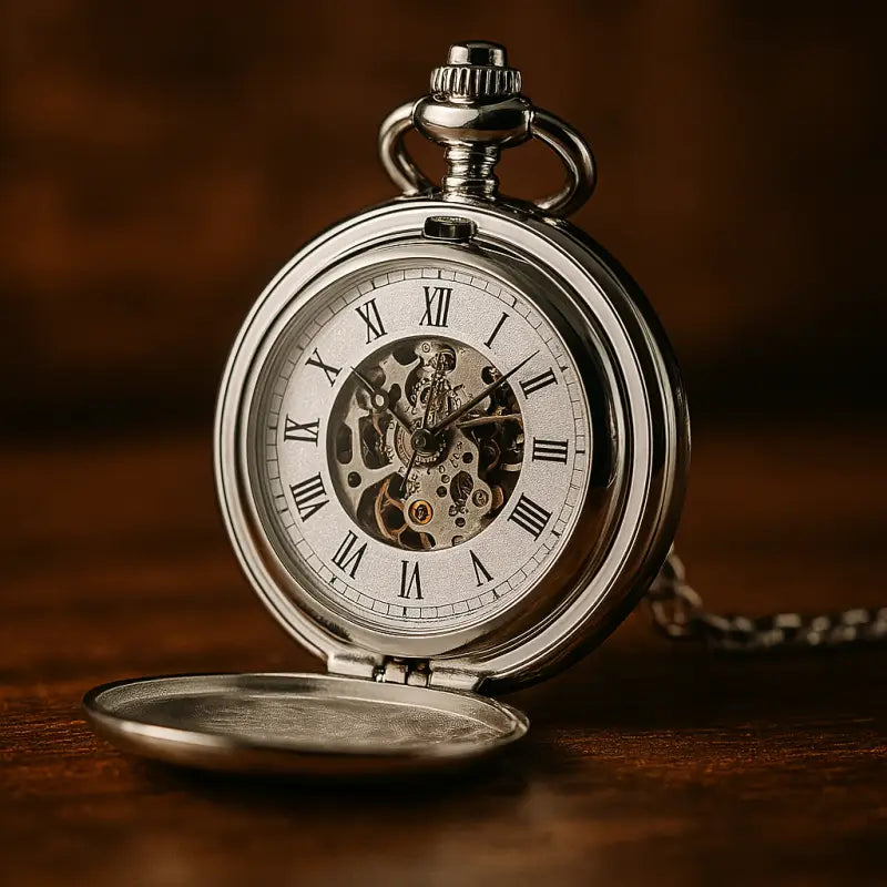 Orologio da tasca di lusso in argento con doppia patta