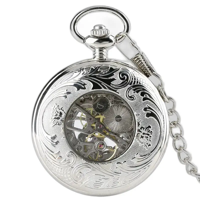 Orologio da tasca meccanico in argento di lusso da uomo