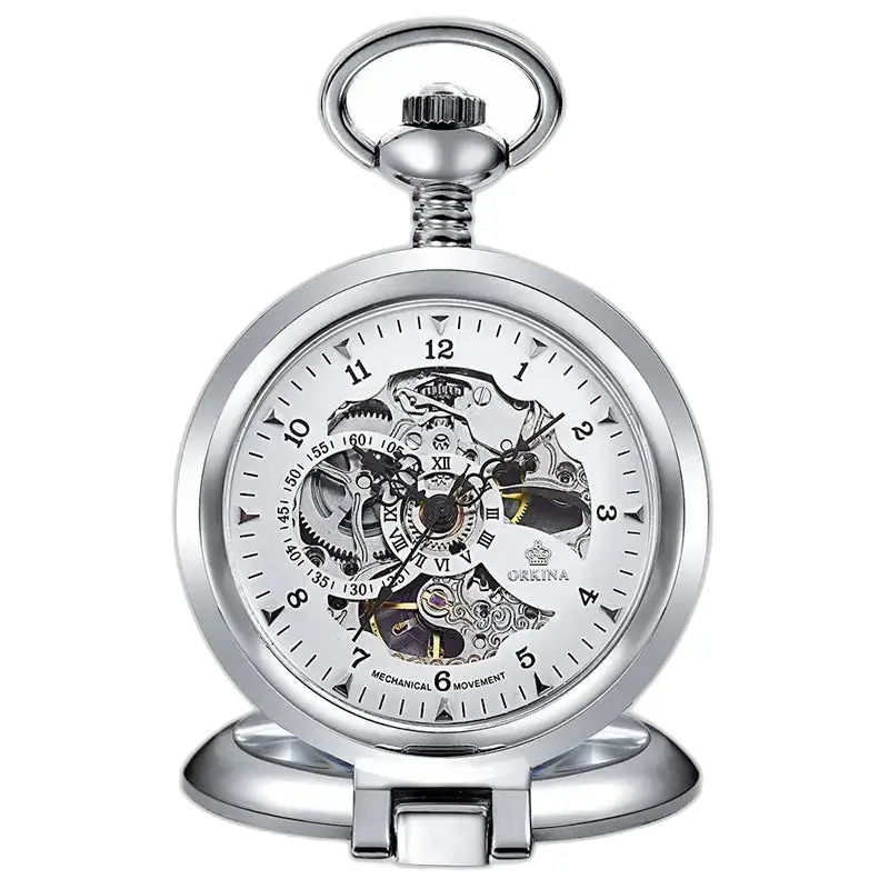 Orologio da tasca meccanico in argento vintage di lusso