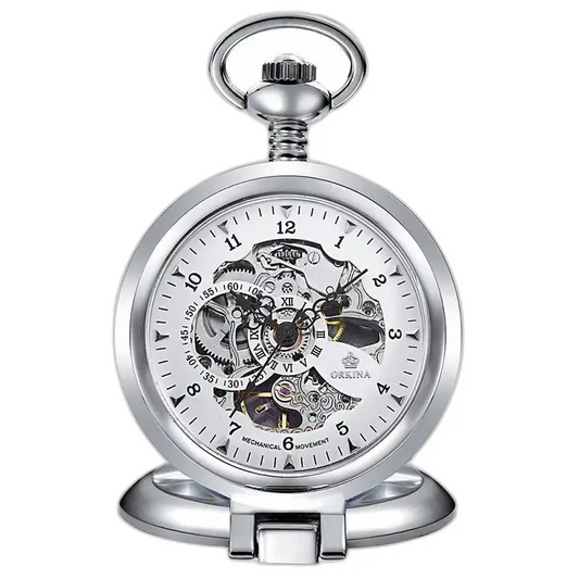 Orologio da tasca meccanico in argento vintage di lusso