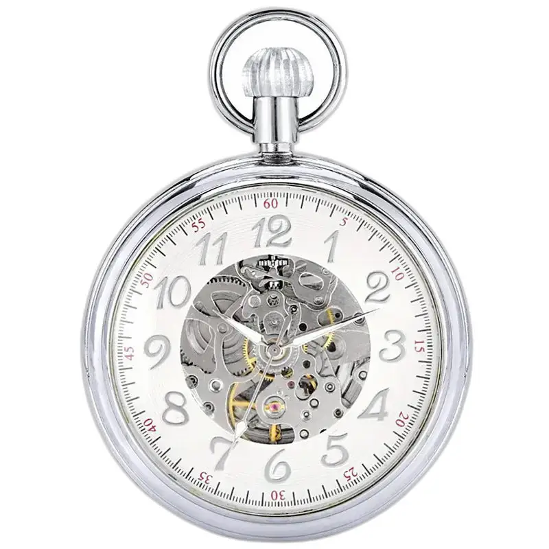 Orologio da tasca automatico argento quadrante aperto