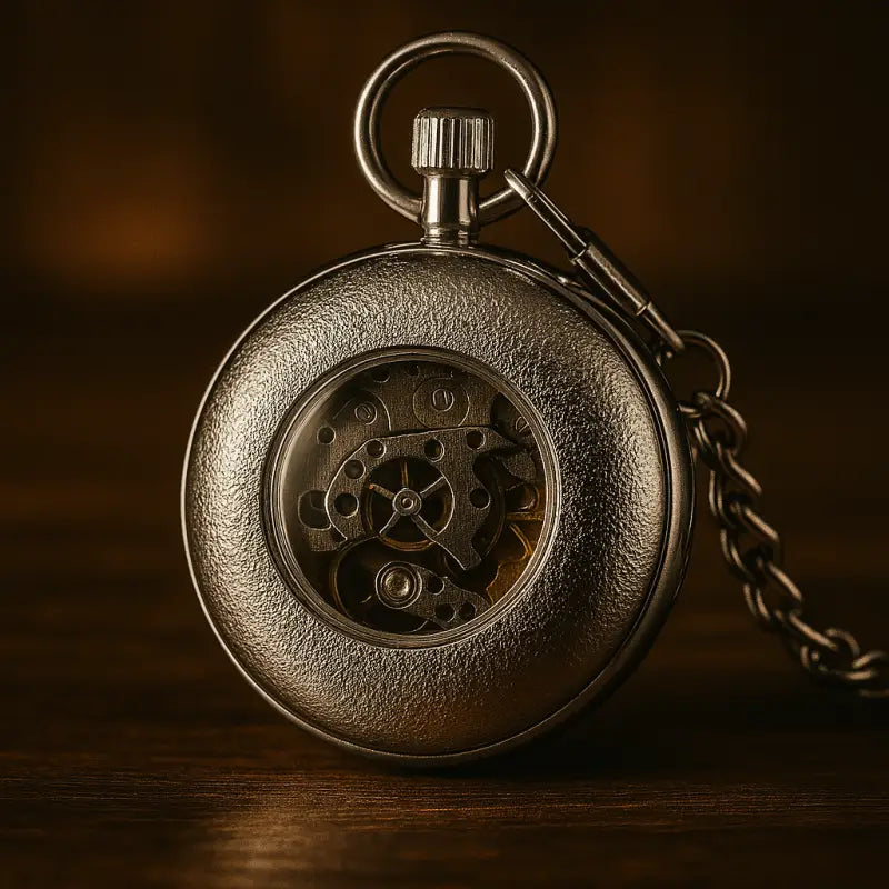 Orologio da tasca automatico in argento con meccanismo a vista ed eleganza vintage