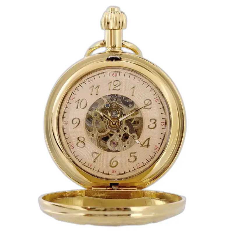 Orologio da tasca automatico chic treno dorato