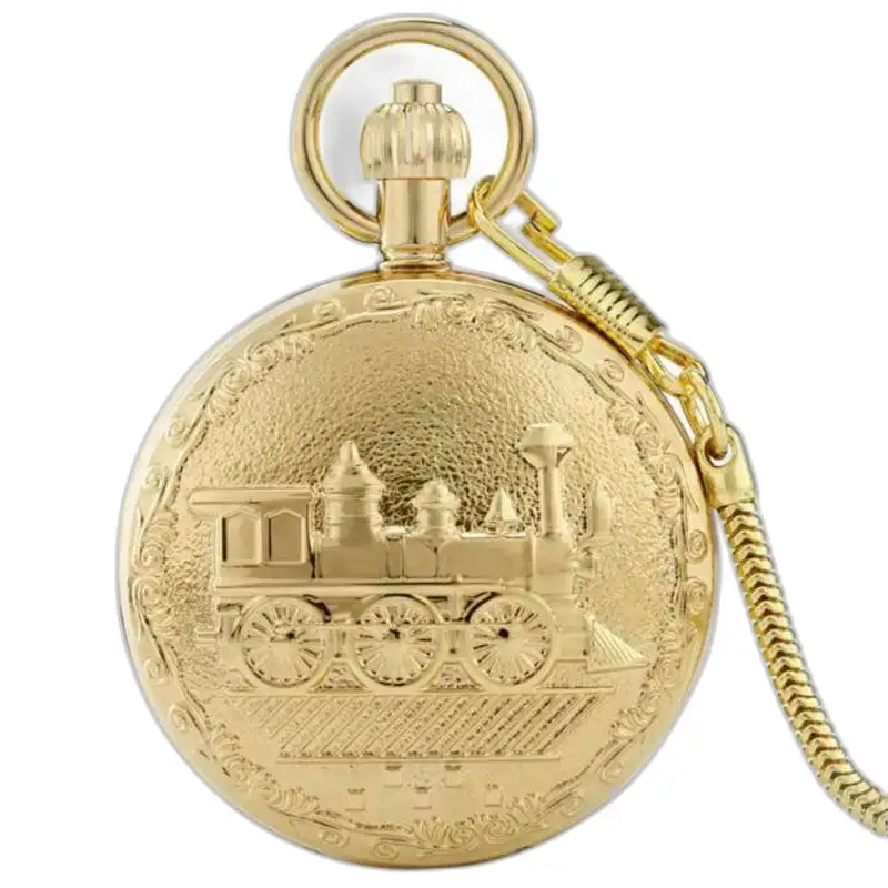 Orologio da tasca automatico chic treno dorato