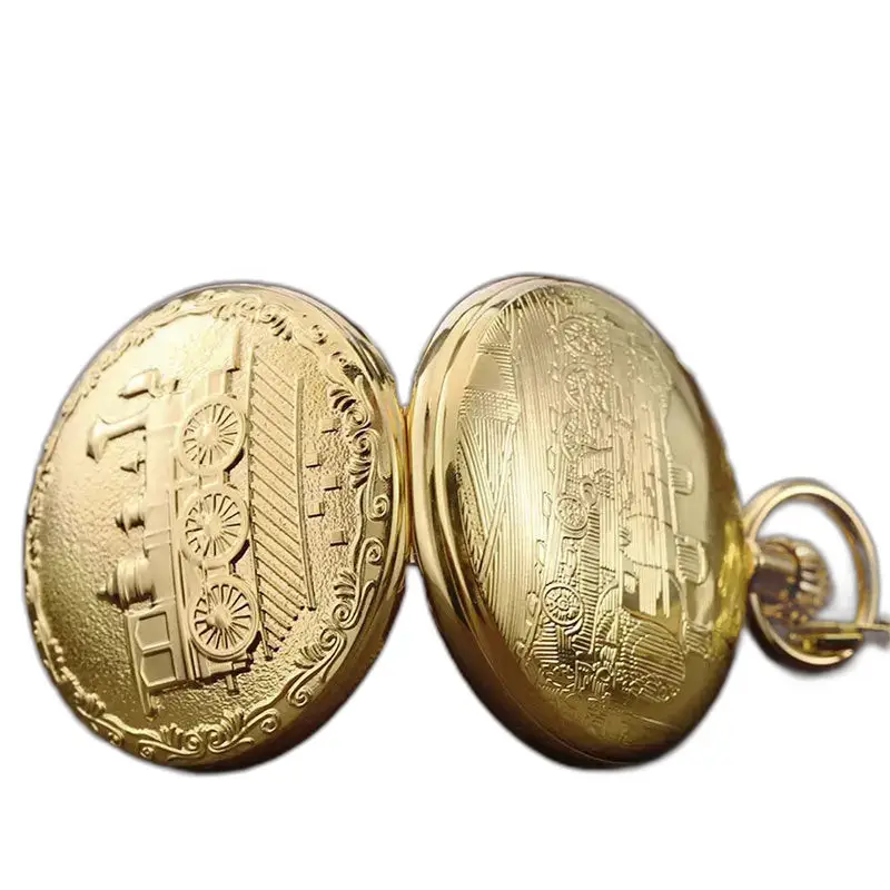Orologio da tasca automatico chic treno dorato