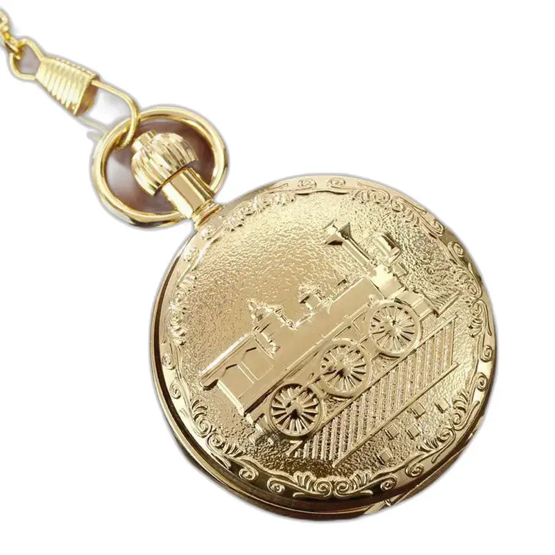 Orologio da tasca automatico chic treno dorato