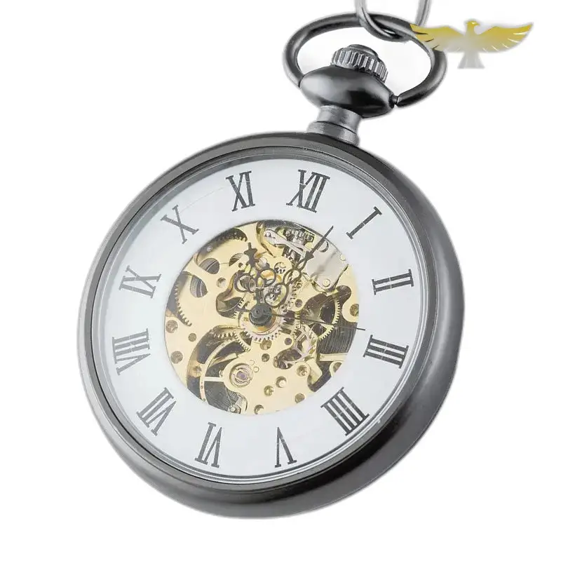 Orologio da tasca automatico con quadrante aperto e fascino vintage