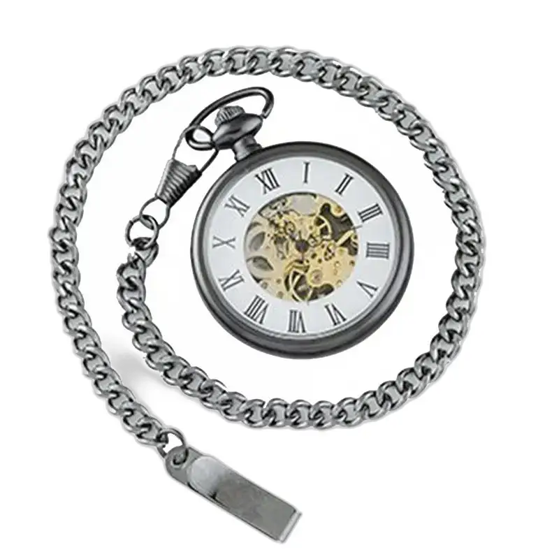 Orologio da tasca automatico con quadrante aperto e fascino vintage