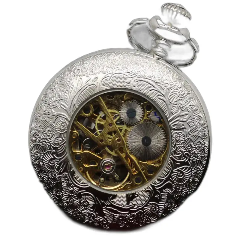 Orologio da tasca chic con fiori neri