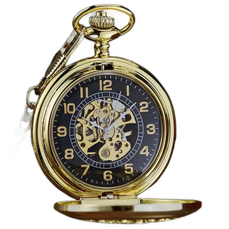 Orologio da tasca Steampunk moderno cavo nero
