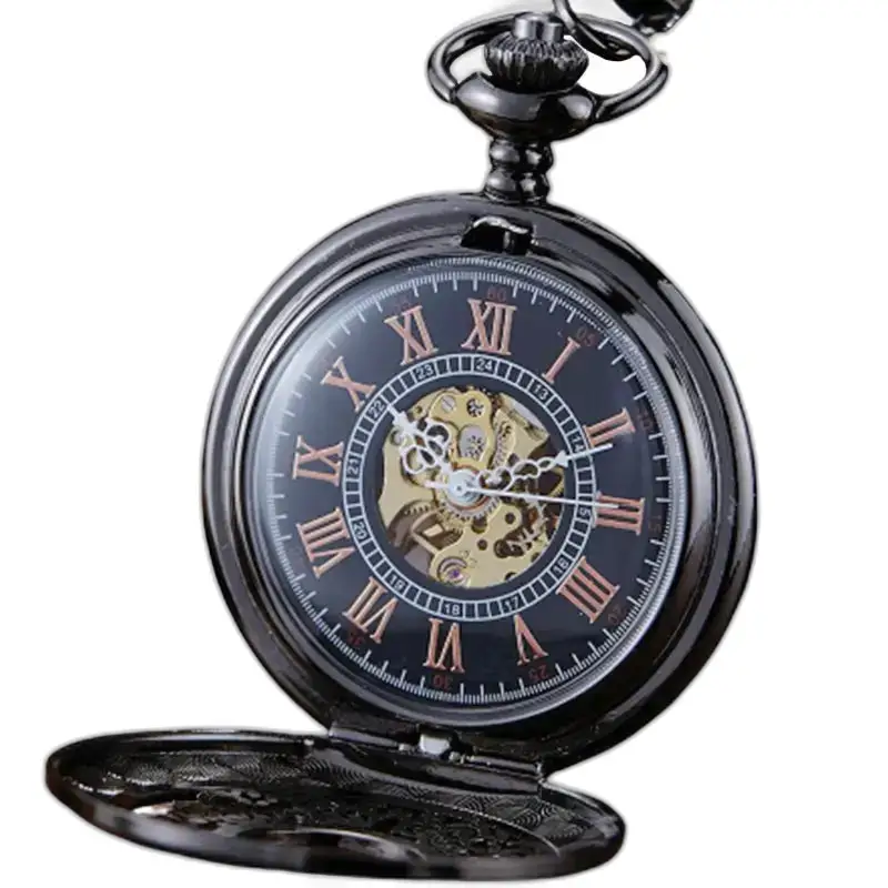 Orologio da tasca Steampunk moderno cavo nero
