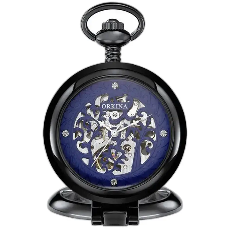 Elegante orologio da tasca meccanico in oro a carica manuale - Argento