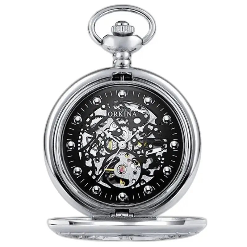 Elegante orologio da tasca meccanico in oro a carica manuale - nero