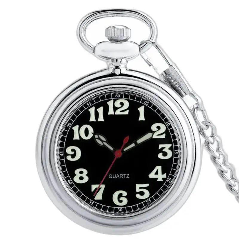 Orologio da tasca classico con quadrante aperto per uomo e donna - nero