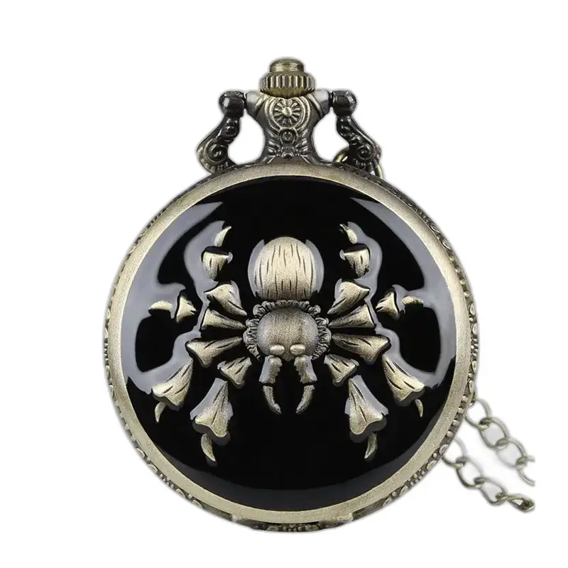 Orologio da tasca con collana di ragno in stile fantasia