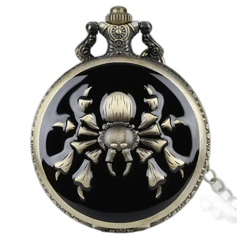 Orologio da tasca con collana di ragno in stile fantasia