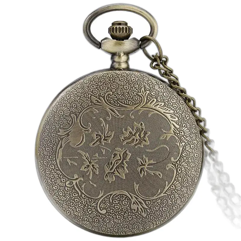 Orologio da tasca vintage con collana con drago blu per uomo e donna