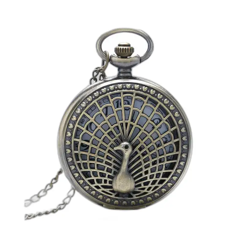 Orologio da tasca con collana in bronzo vintage Birdy