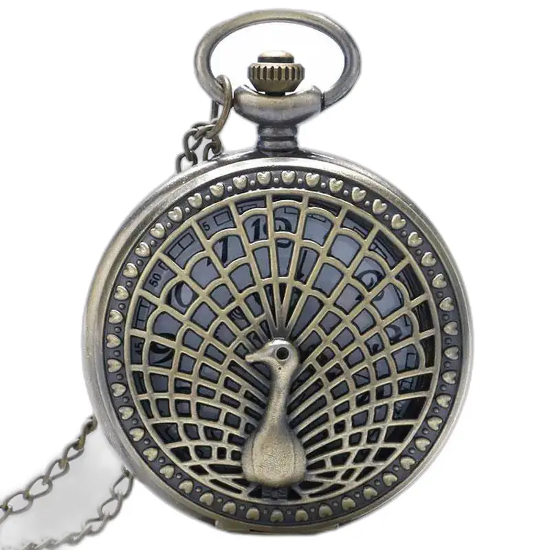 Orologio da tasca con collana in bronzo vintage Birdy