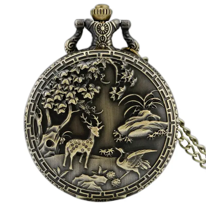 Orologio da tasca vintage con collana in bronzo Eden