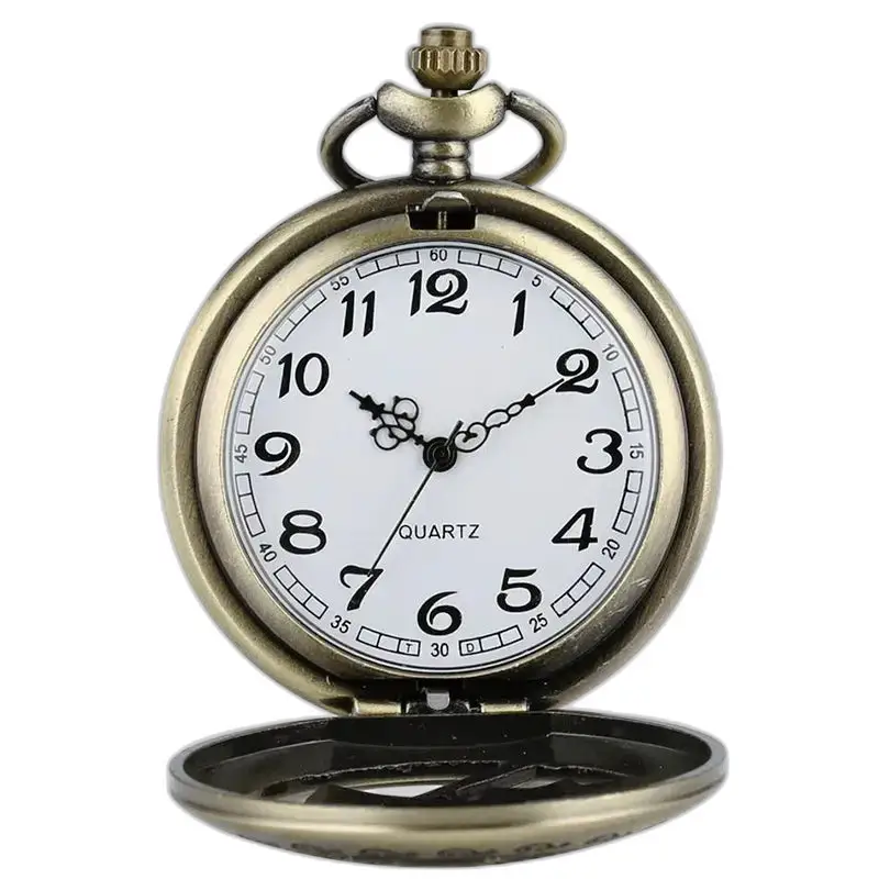 Orologio da tasca con collana in bronzo con fiori vintage