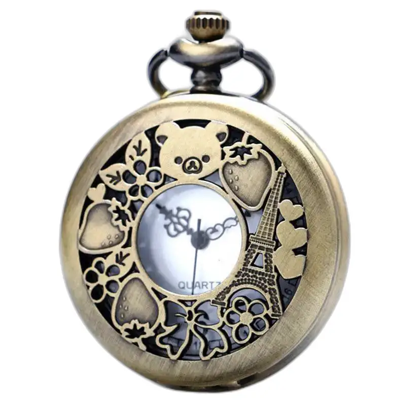 Orologio da tasca glamour con collana in bronzo