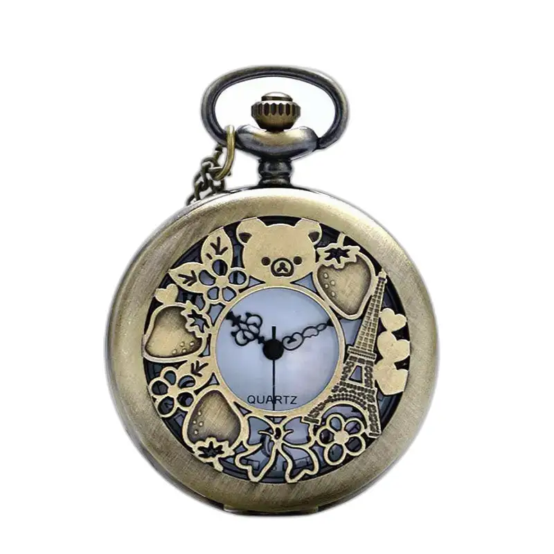 Orologio da tasca glamour con collana in bronzo