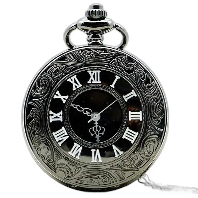 Orologio da tasca vintage con collana Half Hunter - Argento